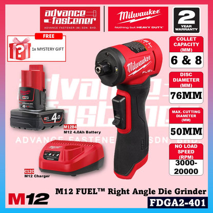 Milwaukee FDGA2-501 / FDGA2-0 M12 FUEL Right Angle Die Grinder with Variable Speed