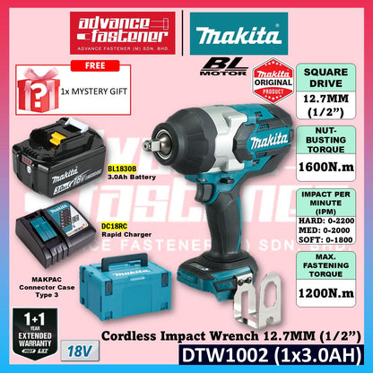 Makita DTW1002JX2 / DTW1002JX3 / DTW1002JX4 / DTW1002RFJ / DTW1002ZX2 18V Cordless Impact Wrench 12.7MM (1/2")