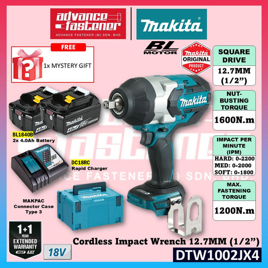 Makita DTW1002JX2 / DTW1002JX3 / DTW1002JX4 / DTW1002RFJ / DTW1002ZX2 18V Cordless Impact Wrench 12.7MM (1/2")