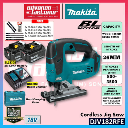 Makita DJV182RME / DJV182RFE / DJV182Z 18V Cordless Jig Saw