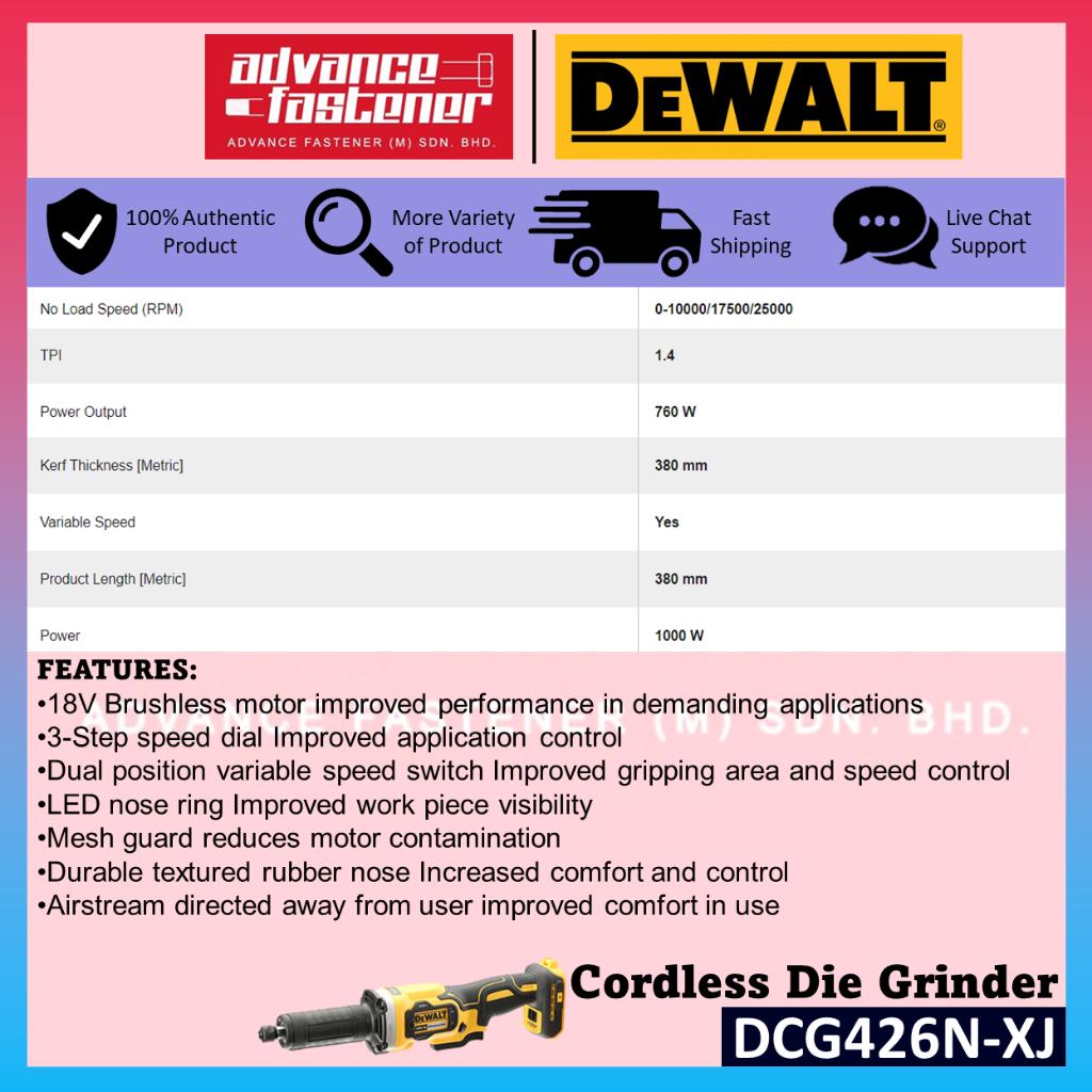 DeWalt DCG426P2-GB / DCG426N-XJ 18V XR Cordless Die Grinder