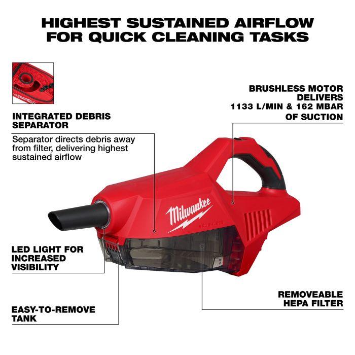 Milwaukee BLCV2-501 / BLCV2-0 M18 Brushless Compact Handheld Vacuum