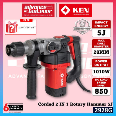 KEN 2928G Corded 2 IN 1 Rotary Hammer 5J 1010W Electric Heavy Duty Hammer Drill