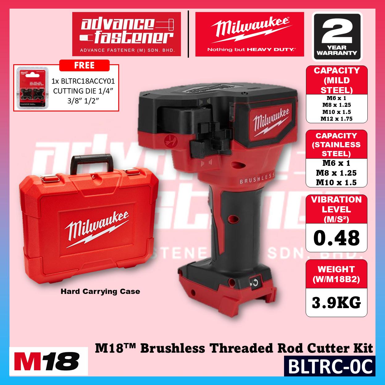 Milwaukee BLTRC-301C / BLTRC-0C M18 Brushless Threaded Rod Cutter Kit with BLTRC18ACCY01 Cutting Die 1/4" 3/8" 1/2"