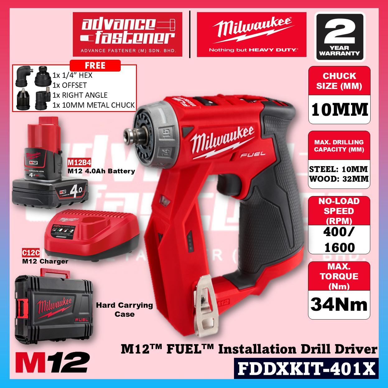 Milwaukee FDDXKIT-0X M12 FUEL Installation Kit Drill / Driver w/ Interchangeable Heads