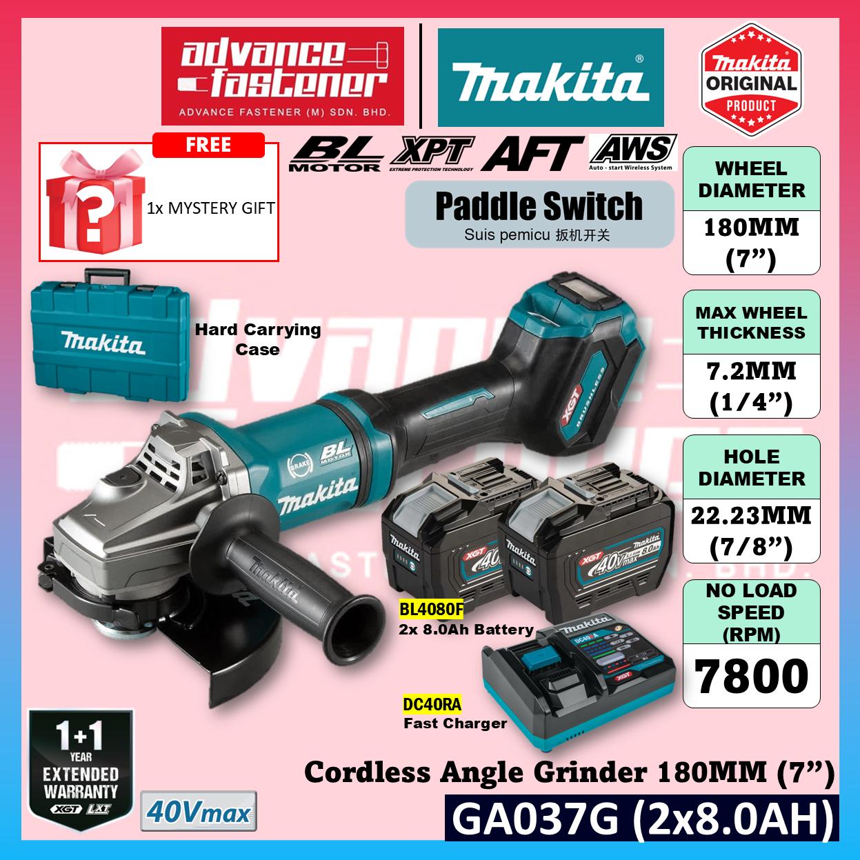 MAKITA GA037GZK 40Vmax Cordless Angle Grinder 180MM (7") ( Paddle Switch )