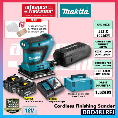 Makita 18V LXT Cordless Combo ( DBO481 Finishing Sander / DBO180 Random Orbit Sander )
