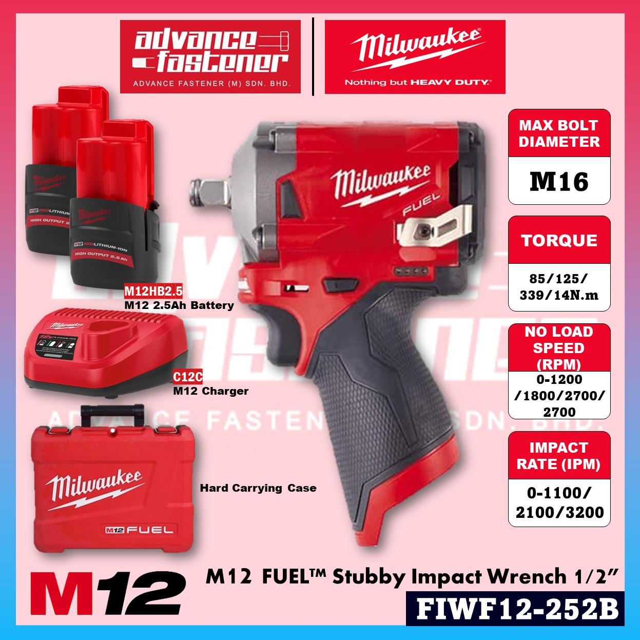Milwaukee FIWF12-0C / FIWF12-301B / FIWF12-251B M12 Fuel Stubby Impact Wrench 1/2" ( FIWF12 )