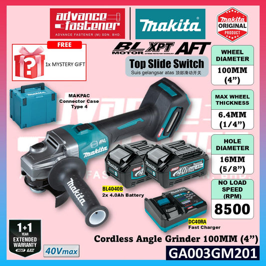 MAKITA GA003GM201 / GA003GD201 / GA003GZ 40Vmax Cordless Angle Grinder 100MM (4")