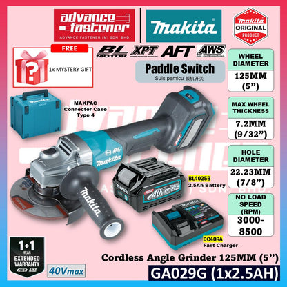 MAKITA GA029GZK 40V Cordless Angle Grinder 125MM ( 5" ) ( Paddle Switch )