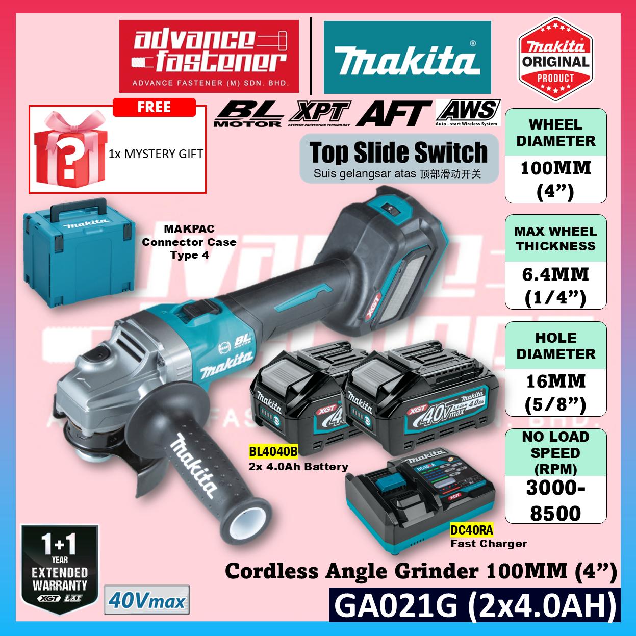 MAKITA GA021GZK 40Vmax Cordless Angle Grinder 100MM ( 4" ) ( Top Slide Swtich )
