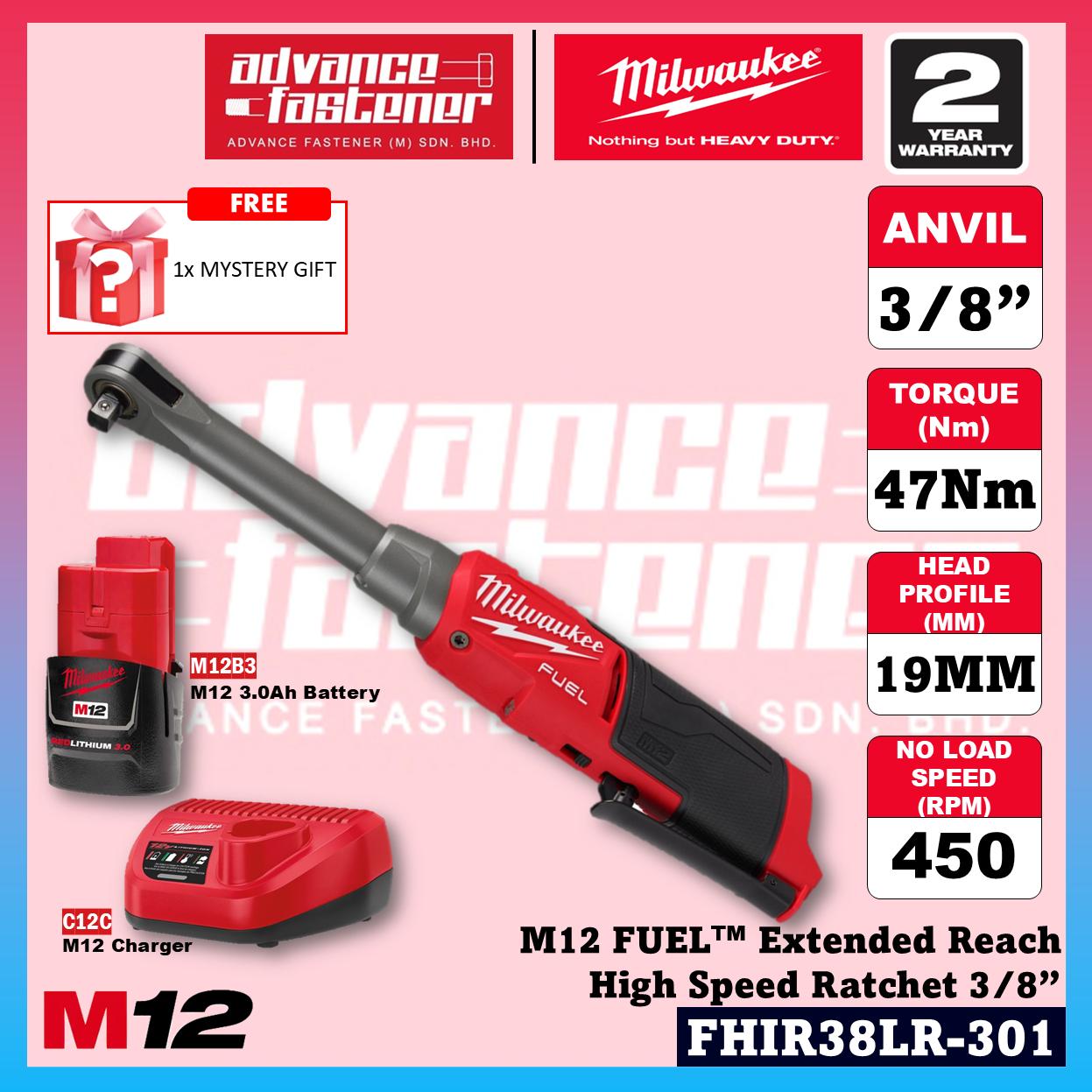 Milwaukee FHIR38LR-0 M12 FUEL Extended Reach High Speed Ratchet Wrench 3/8" 47Nm