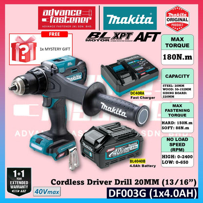 Makita DF003G / DF003GZ 40Vmax Cordless Driver Drill 20MM (13/16") (Brushless)