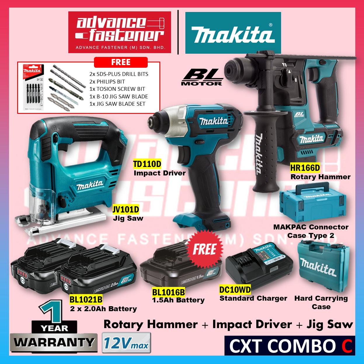*LIMITED OFFER* MAKITA 12Vmax Cordless Combo Set ( DF333DZ Cordless  Driver Drill / TD110DZ Cordless Impact Driver / HR166DZ Brushless Rotary Hammer / JV101DZ Cordless Jig Saw / JR105DZ Cordless Recipro Saw )