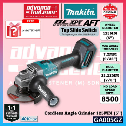 MAKITA GA005GM201 / GA005GZ 40V Cordless Angle Grinder 125MM ( 5" ) ( Top Slide Swtich )