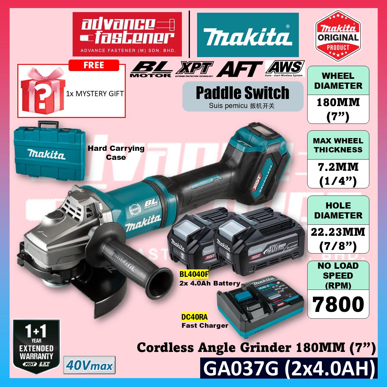 MAKITA GA037GZK 40Vmax Cordless Angle Grinder 180MM (7") ( Paddle Switch )