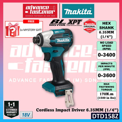 MAKITA DTD158WVE / DTD158Z 18V Cordless Impact Driver 6.35MM (1/4")