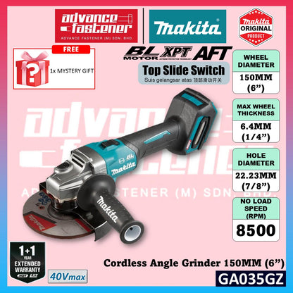 MAKITA GA035GZ 40Vmax Cordless Angle Grinder 150MM ( 6" ) ( Top Slide Switch )