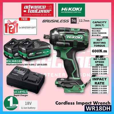 HiKOKI WR18DH 18V Cordless Impact Wrench 600N.m