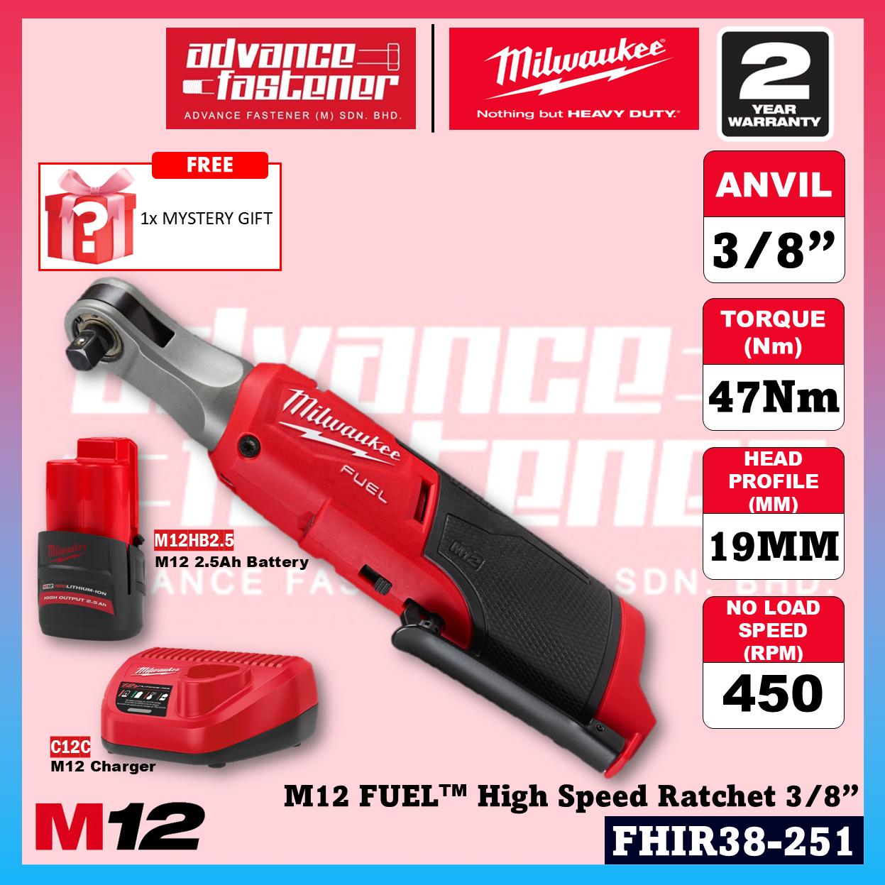 Milwaukee FHIR38-0 M12 FUEL High Speed Ratchet Wrench 3/8" 47Nm