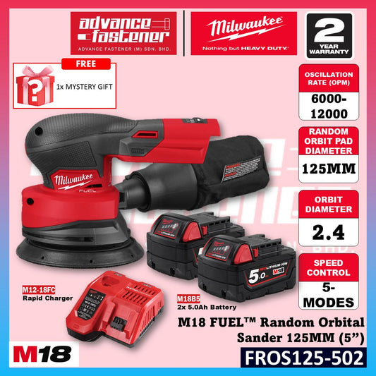 Milwaukee FROS125-502 / FROS125-0 M18 FUEL Random Orbital Sander 125MM (5")