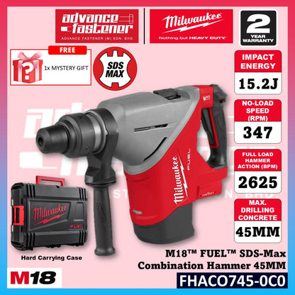 Milwaukee FHACO745-121C FHACO745-0C0 M18 FUEL SDS-Max Combination Hammer with ONE-KEY 15.2J 45MM