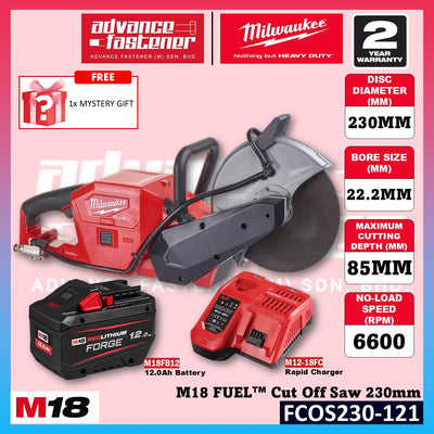 Milwaukee FCOS230-121 / FCOS230-0G0 M18 FUEL Cut Off Saw 230MM (9") Concrete / Metal Cut Off Saw