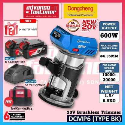 DONG CHENG DCKIT49BK 20V Brushless Cordless Combo Set ( DCMP6 Trimmer / Router + DCJZ2060I Driver / Hammer Drill )