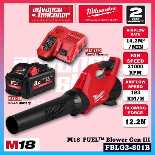 Milwaukee FBLG3-801B / FBLG3-0 M18 FUEL™ Gen III Cordless Outdoor Blower