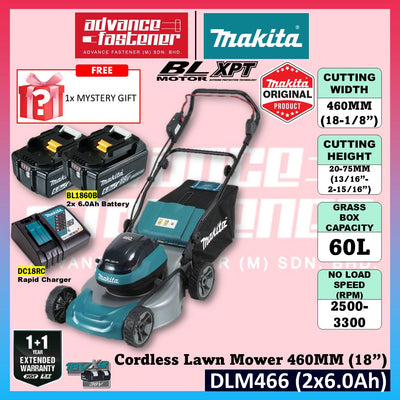 MAKITA DLM466 / DLM466Z 18V x2 Cordless Lawn Mower 460MM (18")