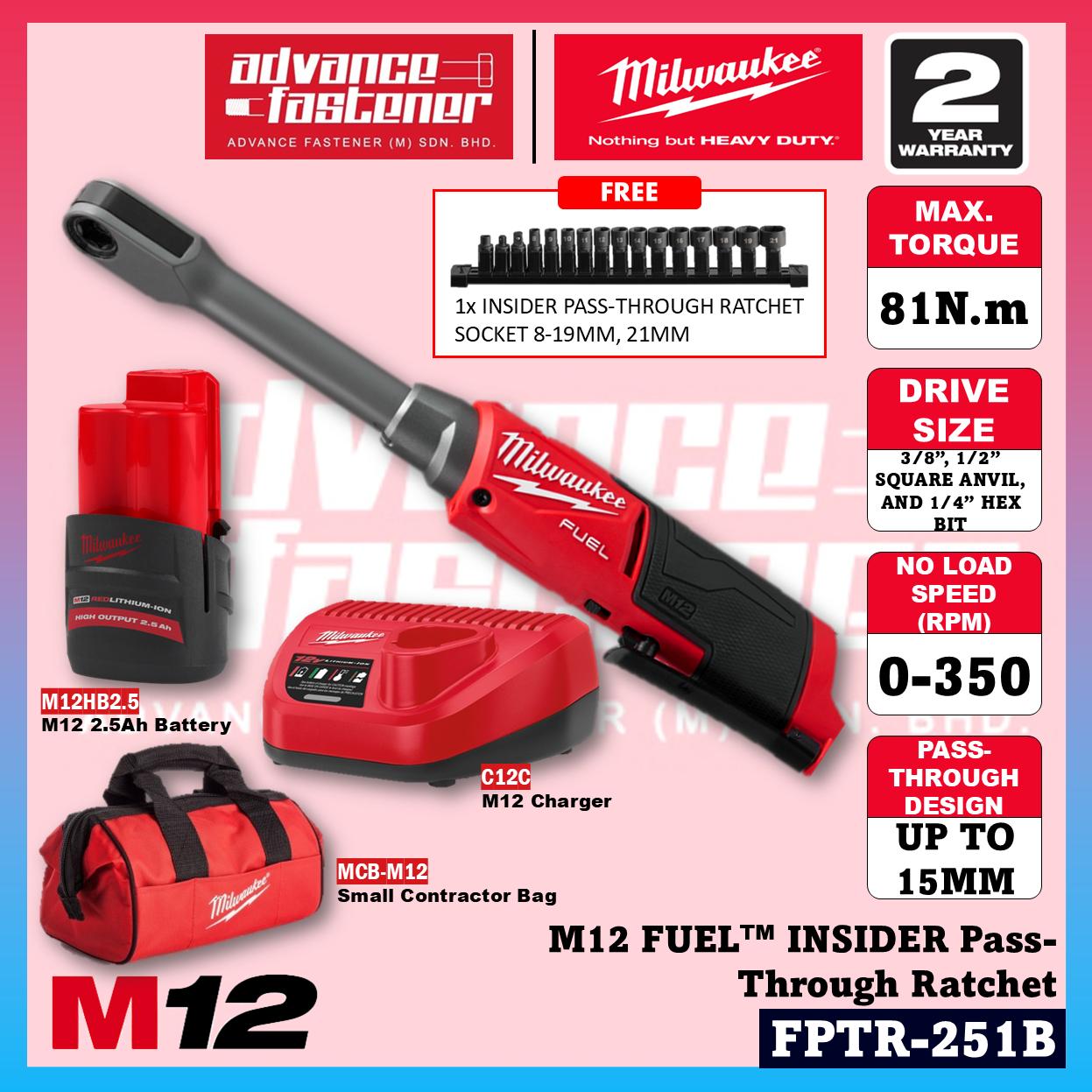 Milwaukee FPTR-251 / FPTR-0 M12 FUEL INSIDER Extended Pass-Through Ratchet