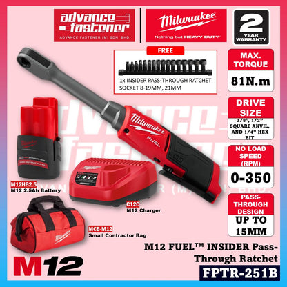 Milwaukee FPTR-251 / FPTR-0 M12 FUEL INSIDER Extended Pass-Through Ratchet