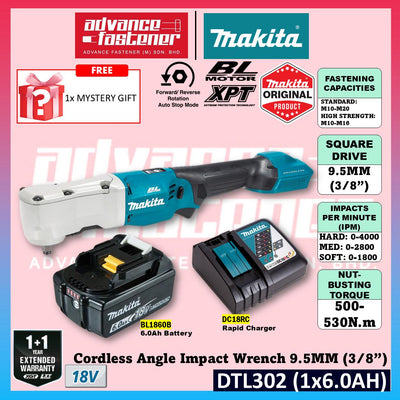 Makita DTL302 / DTL302Z 18V Cordless Angle Impact Wrench 9.5MM (3/8") (Brushless)
