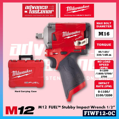 Milwaukee FIWF12-0C / FIWF12-301B / FIWF12-251B M12 Fuel Stubby Impact Wrench 1/2" ( FIWF12 )