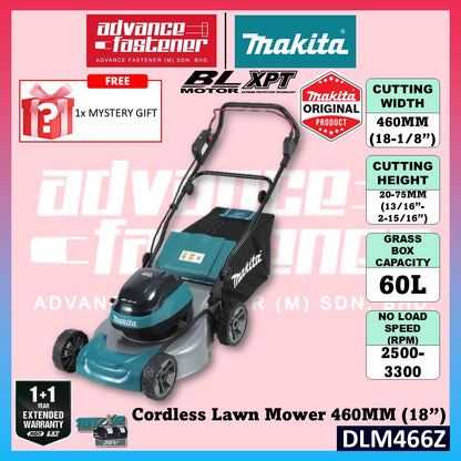 MAKITA DLM466 / DLM466Z 18V x2 Cordless Lawn Mower 460MM (18")