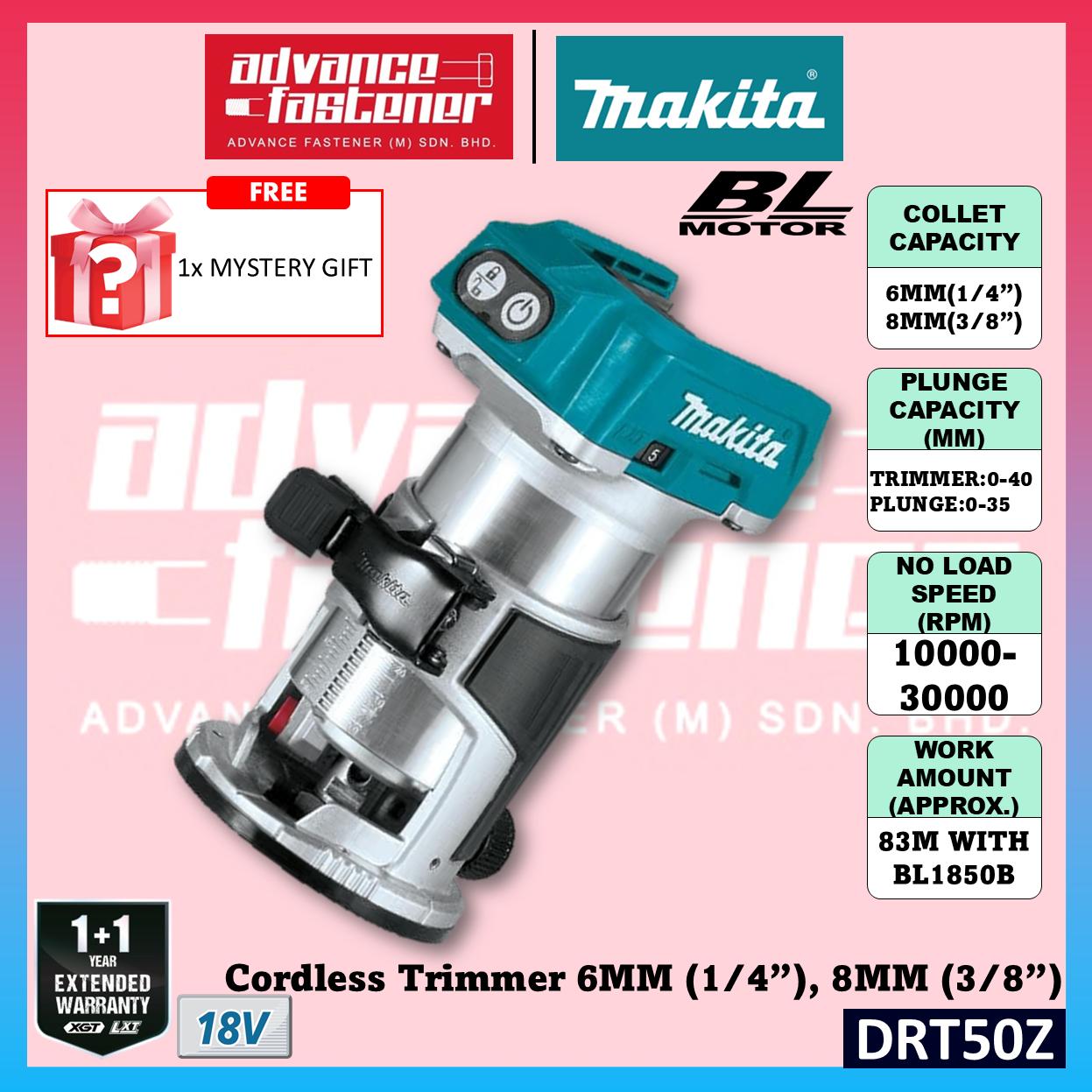 Makita DRT50ZJX9 / DRT50Z 18V Cordless Trimmer Router 6MM (1/4") , 8MM (3/8") | Mesin Trimmer Kayu