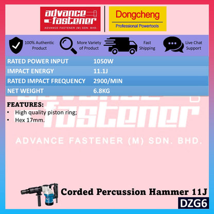 Dong Cheng DZG6 Corded Percussion Hammer / Demolition Hammer 11.1J 1050W
