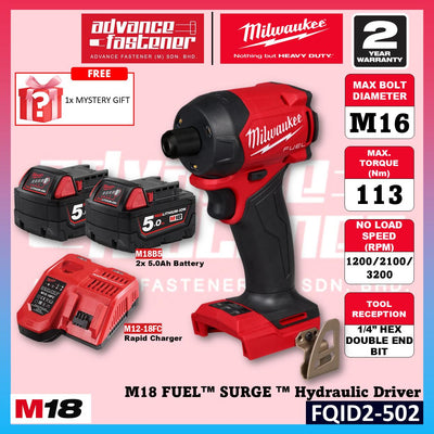Milwaukee FQID2-502 / FQID2-0 M18 FUEL SURGE Hydraulic Driver Impact Driver 1/4" Hex 113N.m