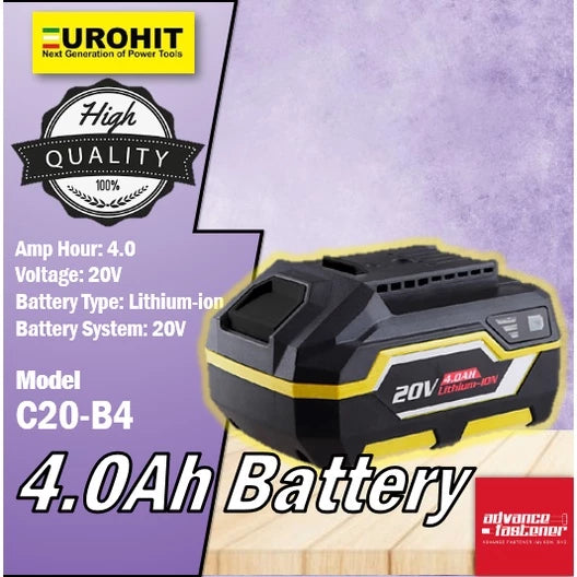 Eurohit C20-B4 20V Lithium-Ion 4.0Ah Battery 【Ready Stock】