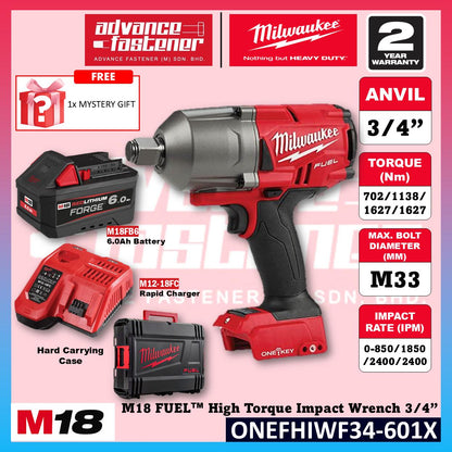 Milwaukee ONEFHIWF34-502X / ONEFHIWF34-0X0 M18 FUEL High Torque Impact Wrench 3/4"