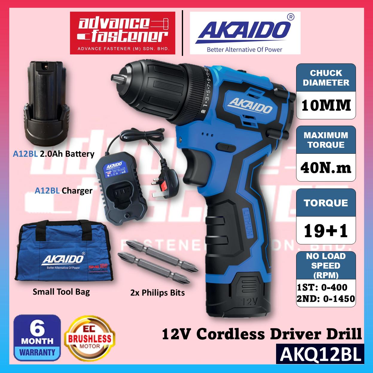 Akaido AKQ12BL 12V Brushless Cordless Drver Drill