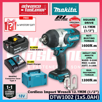 Makita DTW1002JX2 / DTW1002JX3 / DTW1002JX4 / DTW1002RFJ / DTW1002ZX2 18V Cordless Impact Wrench 12.7MM (1/2")