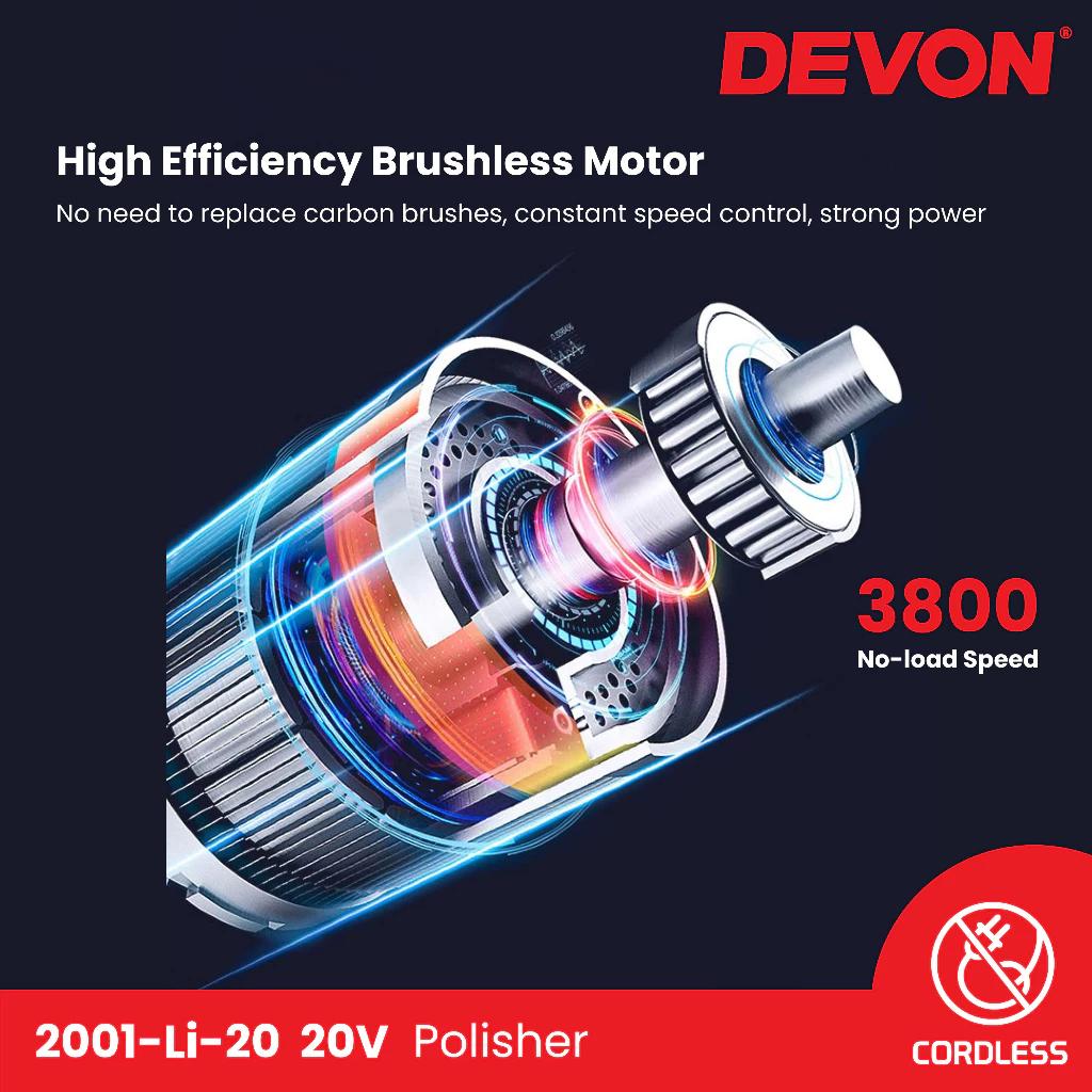 Devon 2001-Li-20 20V Lithium-Ion Brushless Cordless Polisher 150MM (6")