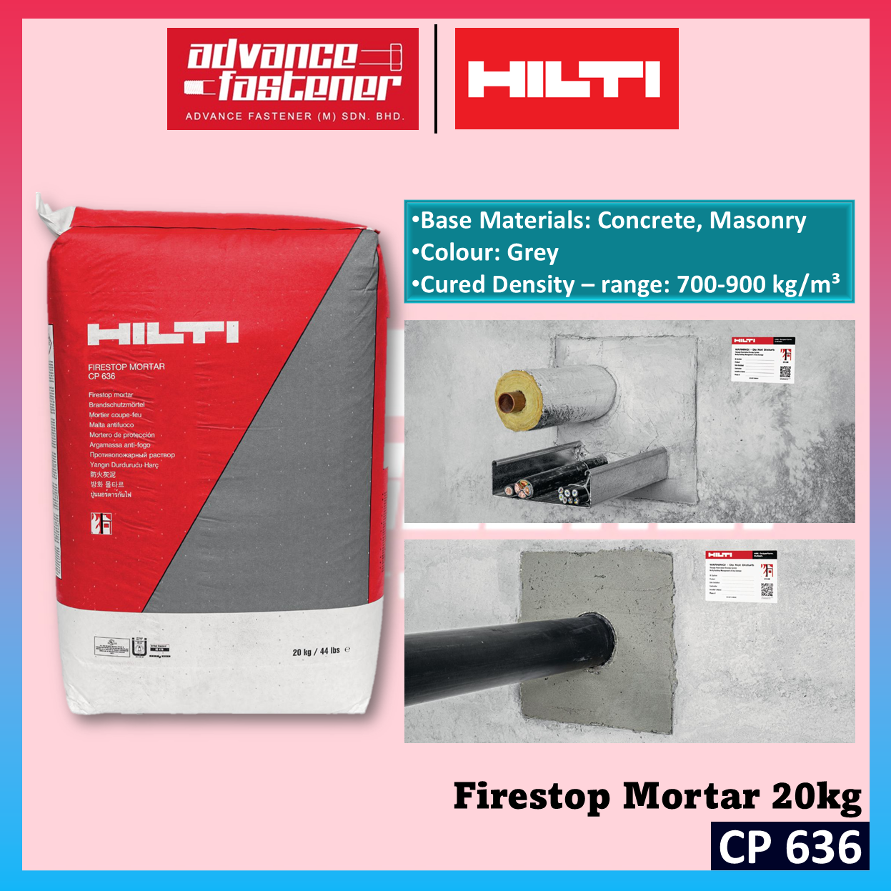 HILTI CP 636 Firestop Mortar (20KG)