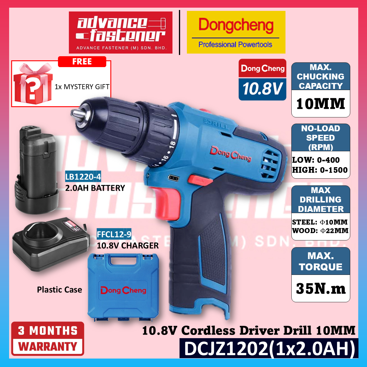 🔥CNY OFFER🔥 DONG CHENG DCJZ1202i / DCJZ1202 12Vmax / 10.8V Cordless Driver Drill / Impact Drill Combo Set ( TYPE E / TD )