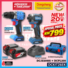 DONG CHENG 20V Cordless Combo Set DCKIT26EK ( DCJZ2060i Cordless Driver Drill + DCPL208 Cordless Impact Driver )