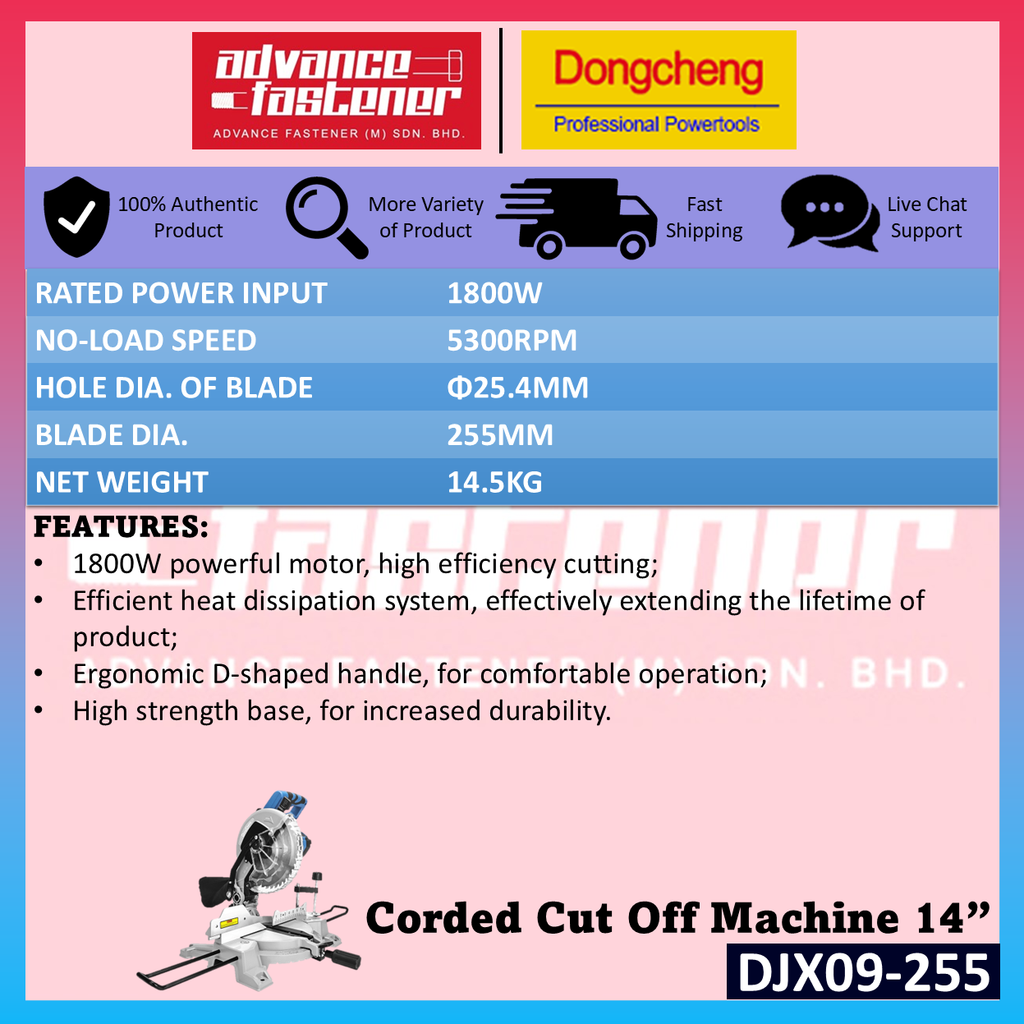 DONG CHENG DJX09-255 Corded Mitre Saw 255MM (10") 1800W