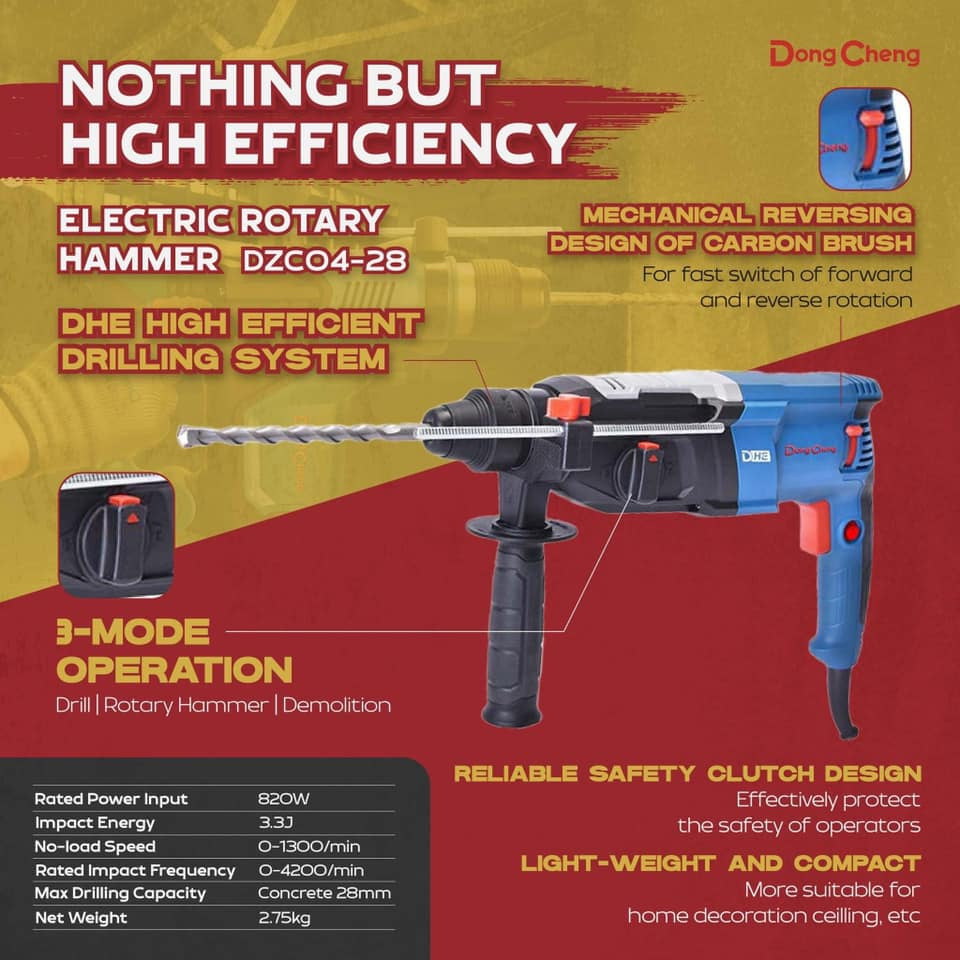 Dong Cheng DZC04-28 Corded Electric Hammer Drill 28MM