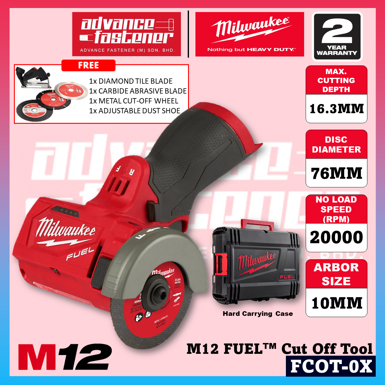 Milwaukee M12™ Compact Jobsite Kit ( FHAC16 M12 FUEL™ Compact SDS-Plus Rotary Hammer & FCOT M12 FUEL™ Sub-compact Multi Material Cut-off Tool )