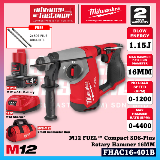 Milwaukee M12™ Compact Jobsite Kit ( FHAC16 M12 FUEL™ Compact SDS-Plus Rotary Hammer & FCOT M12 FUEL™ Sub-compact Multi Material Cut-off Tool )